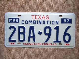 Texas Combination License Plate.  200 Grams