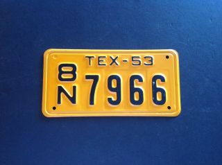 1953 Texas Motorcycle License Plate - Nos