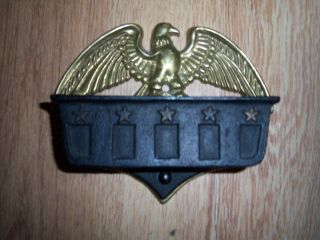 Vintage Wilton Brass And Cast Iron American Eagle Match Holder