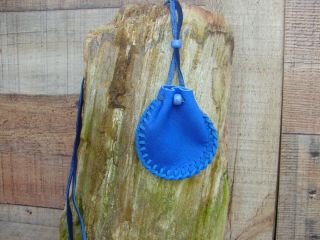 Native American Leather Medicine Bag Deerskin Necklace Pouch 3 " X 2.  5 "