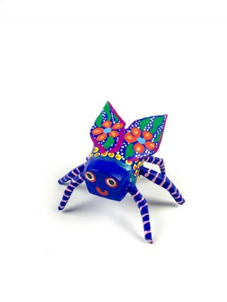 Mini Blue Fly Insect Oaxacan Alebrije Wood Carving Mexican Folk Art Sculpture
