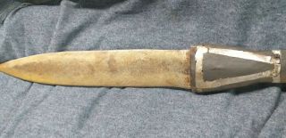 Early Pewuter inlayed Sioux Indian Dag Knife.  Paddle Handle 5