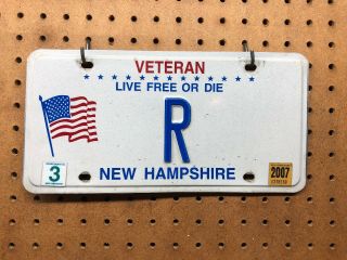 Nh License Plate Veteran Vanity Auto Hampshire R Single Letter Dig