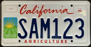 2000 California Agriculture Sample/prototype License Plate
