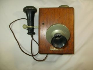 Vtg.  Antique Western Electric Co.  229 W.  Wooden Telephone Box & Phone
