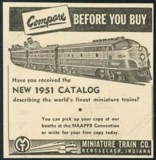 1951 Miniature Train Company Mt Rr Amusement Park Ride Photo Trade Print Ad