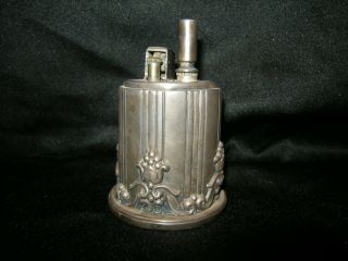 Rare 1935 Ronson Touch Tip Table Lighter - Silver Plate?floral Design - Parts/repair