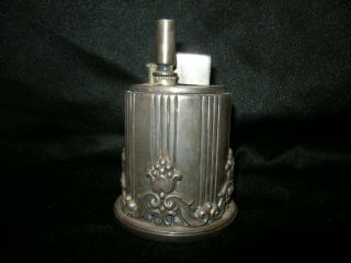 RARE 1935 Ronson Touch Tip Table Lighter - Silver Plate?Floral Design - Parts/Repair 3