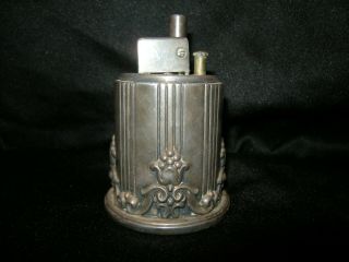 RARE 1935 Ronson Touch Tip Table Lighter - Silver Plate?Floral Design - Parts/Repair 5