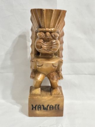 Vintage Hawaii Hand Carved Wooden Tiki Statue 11” Tall -