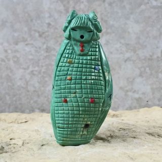 Zuni Fetish Carving - Native American - Turquoise Hopi Corn Maiden - Quandelacy