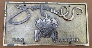 1950s - 60s Car Club Plaque “ Imperials ” San Antonio Antone Texas Rat Rod Hot Rod