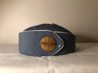 Rare Vintage 1960s Pan Am Stewardess Hat With Pin