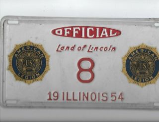 1954 Illinois " American Legion " License Plate " 8 ".