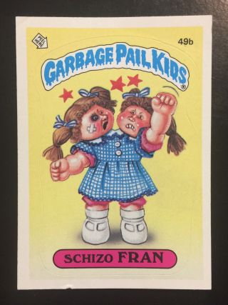1985 Garbage Pail Kids 2nd Series 2 Schizo Fran 49b Rare Matte Miscut Card Twt
