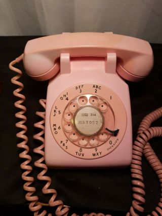 1960 Pink Western Electric Bell System 500 Rotary Desk Telephone -