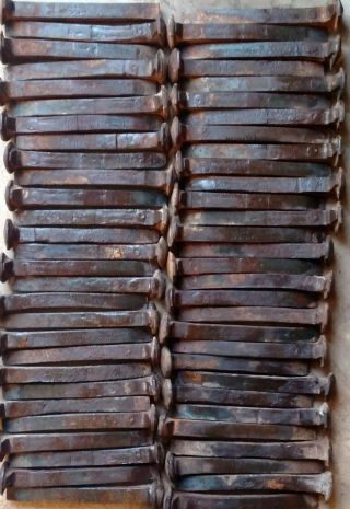 60 Vintage Railroad Spikes Mostly Hc,  6 1/2 " Some Rust,  All Slightly Bent Value