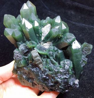 650g Natural Beauty Rare Green Quartz Crystal Cluster Mineral Specimen Wu107