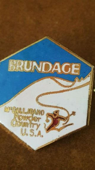 Brundage Mccall Idaho Powder Country Usa Collectible Souvenir Pin 7/8 " X 1 "