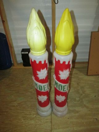 Set Of Two Vintage 39 " Empire Christmas Blow Mold Noel Candles Yard Decor 1973