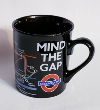 Coffee Mug Cup London Underground Tube Map Mind The Gap Black 06/4340 Subway