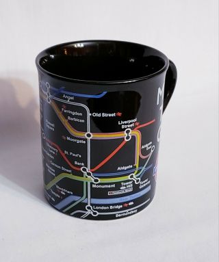 Coffee Mug Cup London Underground Tube Map Mind the Gap Black 06/4340 Subway 2
