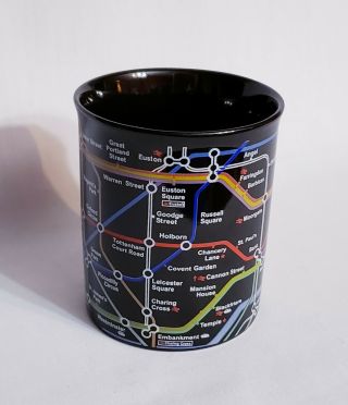 Coffee Mug Cup London Underground Tube Map Mind the Gap Black 06/4340 Subway 3