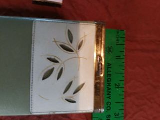 Vintage Princess Gardner Hinged Cigarette Case green and white with leaves 3