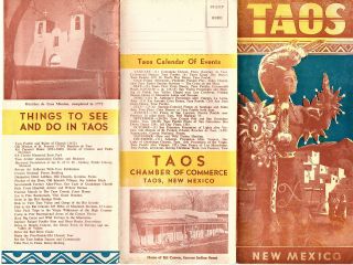 Taos Mexico Vintage Travel Brochure Photos Pictorial Map Circa 1940s - 1950s