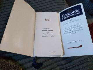 British Airways Concorde Menu & Certificate London Washington Rare