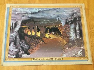 Visit Scenic Mammoth Cave Vintage Cardboard Poster 14.  5” X 11” Pre National Park