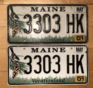 Maine Chickadee License Plate Matching Pair 2001 Registration