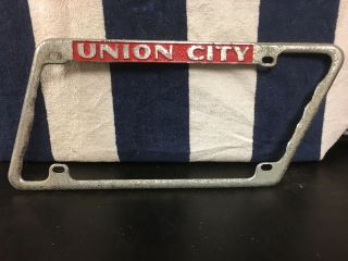 Vintage Metal Tennessee License Plate Frame (union City.  Tn)