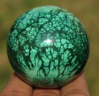 Rare 46mm 6.  4oz Natural Green Malachite Crystal Sphere Ball