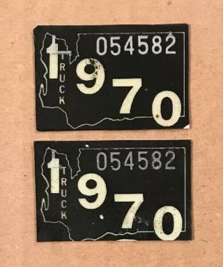 1970 Washington Truck License Plate Tags With Adhesive