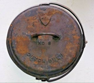 Rare Antique Gsw No 8 Cast Iron Dutch Oven General Steel Wares Canada