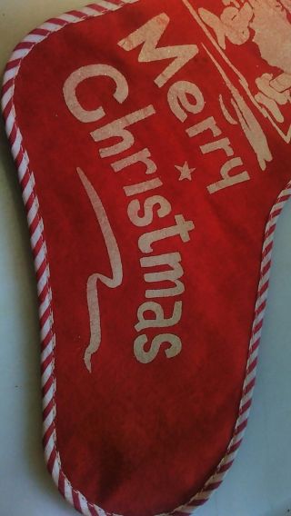 Vintage 50s Felt Christmas Chimney Stenciled Stocking SANTA CHIMNEY 3