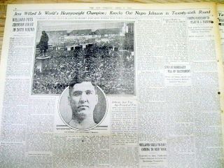 2 1915 Newspapers Jess Willard Wins Heavyweight Boxing Champion Vs Jack Johnson