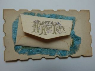 Vintage 1884 Happy Year Victorian Greeting Card Tiny Card W/envelope