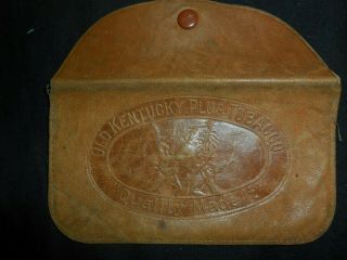 Antique Leather " Old Kentucky Plug Tobacco " Pouch And 7 Tobacco Labels