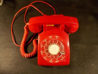 Vintage Bright Red Itt Desk Rotary Dial Phone