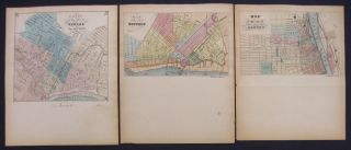 Three City Maps Hand - Colored Magnus Letterhead C.  1855