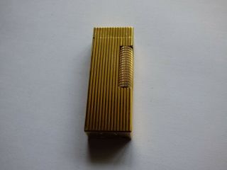 Dunhill Rollagas Lighter Gold Plated/Vertical Lines,  Dunhill Croc Leather Case 2
