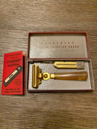 Vintage Schick Injector Razor Type G 1946 - 1955 With Case & Instructions