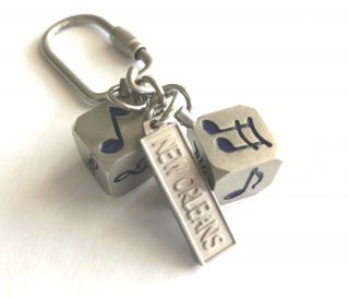Orleans Keychain/ Key Ring Musical Notes Metal Dice Souvenir