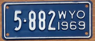 1969 Wyoming Motorcycle License Plate Number Tag
