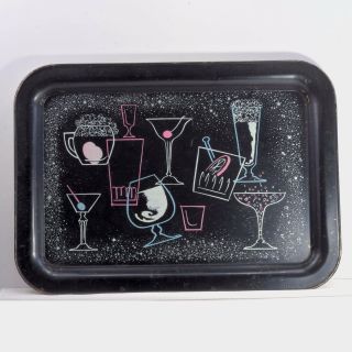 Mid Century Atomic Age Serving Tray Cocktail Martini Beer & Champagne Glass 5