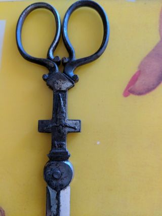 Vintage Catholic Church Bishop Scissors w/ Crucifix Unusual Religious Cross Old 6