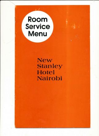 Vintage Nairobi,  Kenya,  Africa Stanley Hotel Room Service Menu