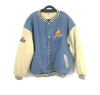 Disney Winnie The Pooh Varsity Denim Embroidered Jacket Mens Size 2xl